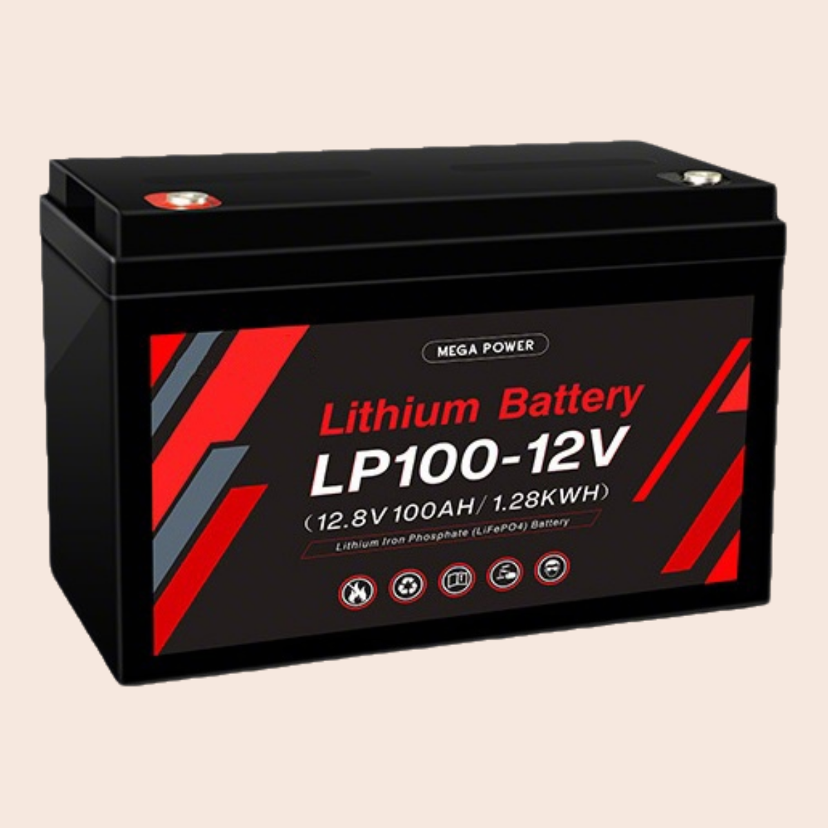 100A 1280W ABS Shell Material Solar Lithium Iron Phosphate Battery LP Series